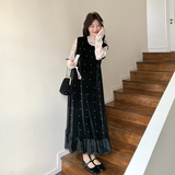 【新款现货】灯芯绒珍珠背心裙蕾丝打底套装296A-8188-P195-K318，女装连衣裙，浙宝296A