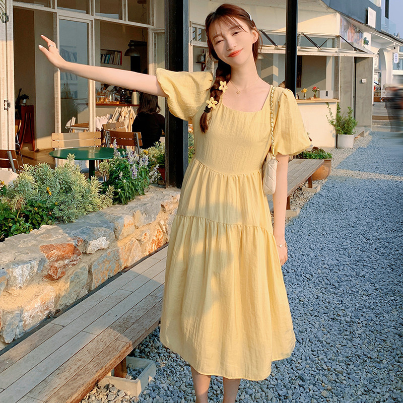 【新款现货】2023年夏装新款奶黄奶黄温柔风连衣裙23826P120K178,女装孕妇装,浙宝296A