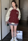 296A【新款现货】2023款拼色减龄美式复古棒球服外套2333P140K198，女装短外套，浙宝296A