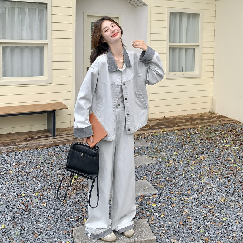 【新款现货】296A-灰色拼色牛仔套装296A-8180-P195-K318，女装套装/套裙，浙宝296A