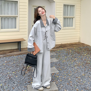 【新款现货】296A-灰色拼色牛仔套装296A-8180-P195-K318，女装套装/套裙，浙宝296A