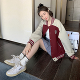 296A【秋装新款】2023款拼色减龄美式复古棒球服外套2333P140K198，女装短外套，浙宝296A