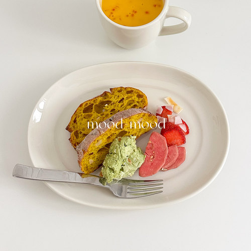moodboard 乳白系列长方盘 椭圆brunch10寸炒菜陶瓷早餐西餐陶瓷
