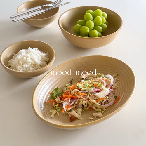mood 哑光黄系列椭圆鱼盘汤碗 tuxton深盘汤盘复古陶瓷