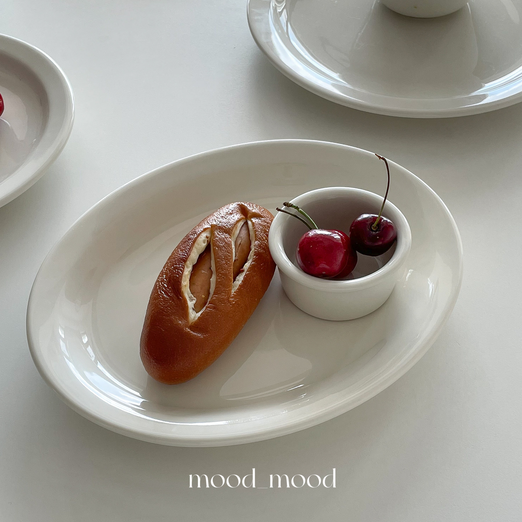 moodboard 乳白系列/窄边椭圆盘 9.7寸厚实甜品餐厅店用ins韩式