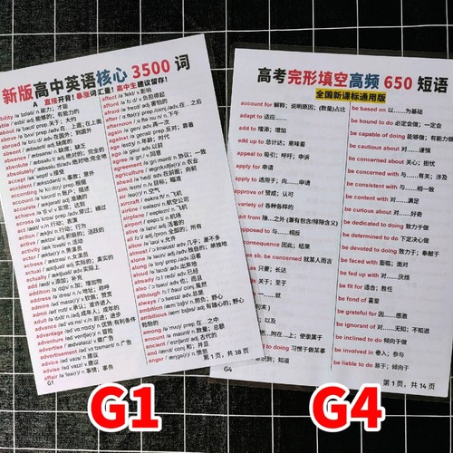 高中英语核心3500单词汇总表完形短语高考生复习资料学习卡片闪卡