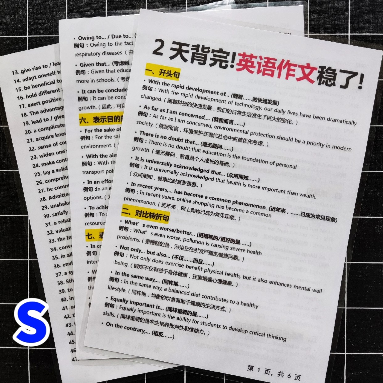 初高中英语作文开头结尾高分句型范文素材写作模板知识点学习卡片