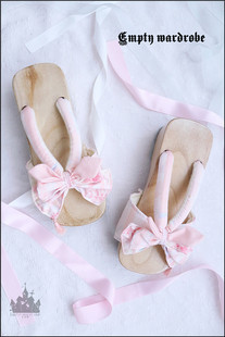 拖鞋 「空衣柜」LOLITA 和风雕花高跟原创木屐金鱼花火原木新版