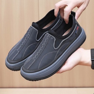 2025春秋季布鞋男士透气一脚蹬防水中老年休闲爸爸鞋开车耐穿防滑