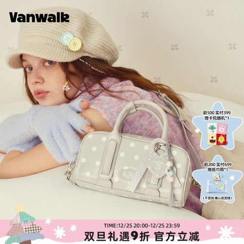 VANWALK/出走女生波点波士顿包包