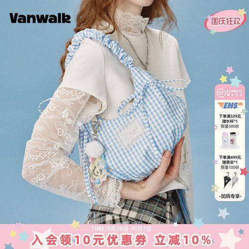 VANWALK happy band新款少女芭蕾风手提单肩包蕾丝蝴蝶结腋下包包 - 封面