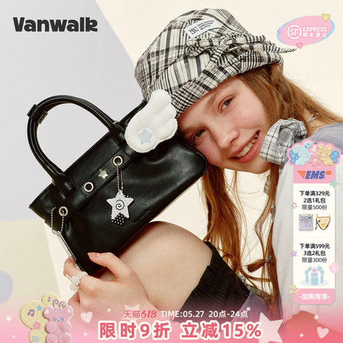 VANWALK/出走女休闲pu手提机车包