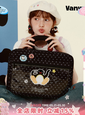 VANWALK Pingu小众设计企鹅双肩包女生ins休闲痛15.6寸手提电脑包