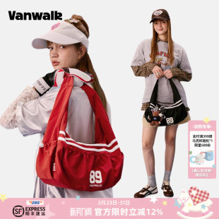 VANWALK运动系列 复古休闲大容量云朵包女通勤手提单肩饺子包 美式