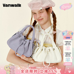 VANWALK gulugulu通勤小拎包女款小众抽绳菜篮子包云朵单肩斜挎包