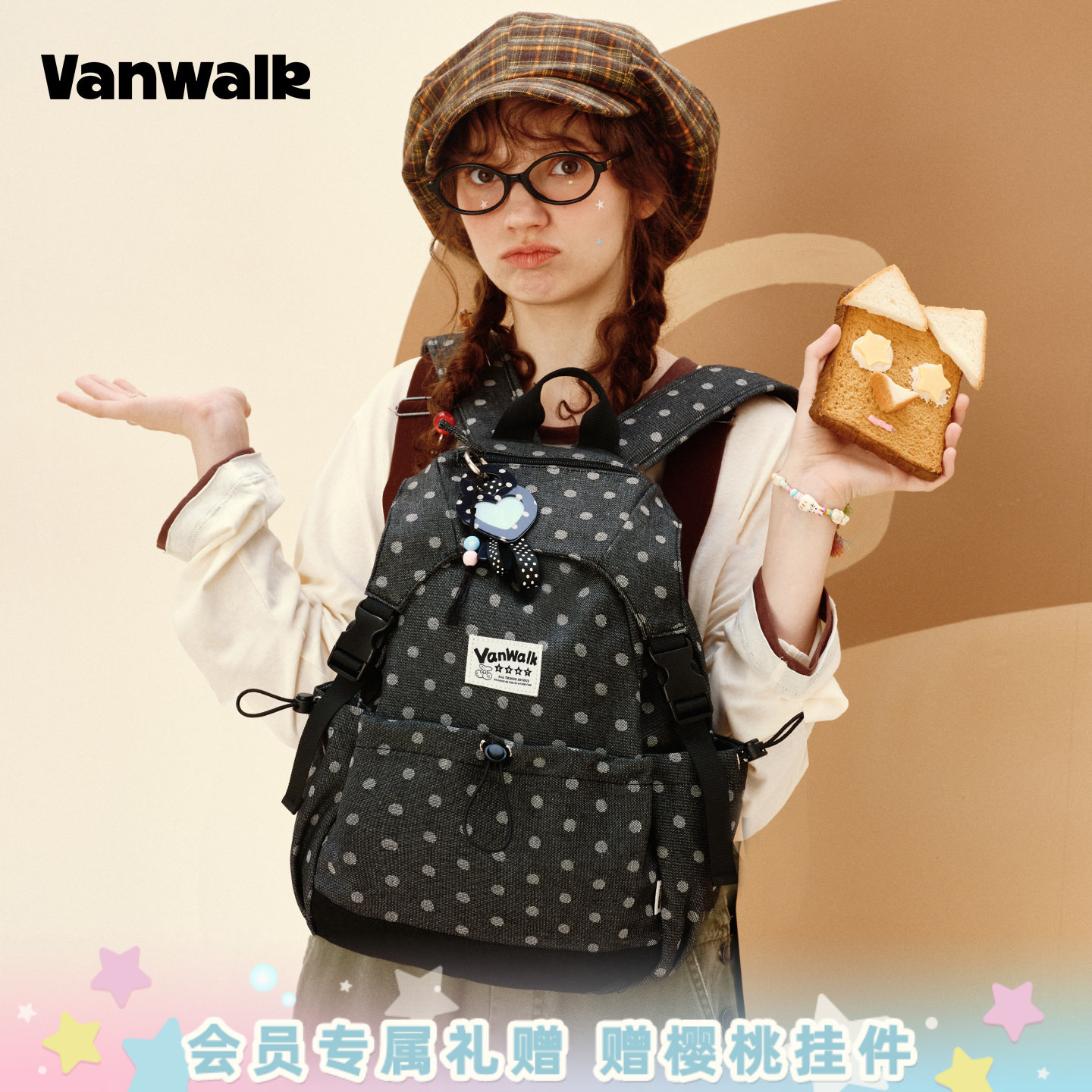 VANWALK/出走高颜值女生双肩包包图片