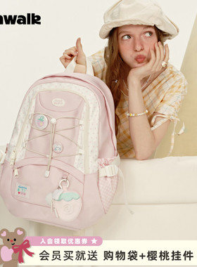 VANWALK手账系列 新款初中高中女生大容量电脑书包ins学生双肩包