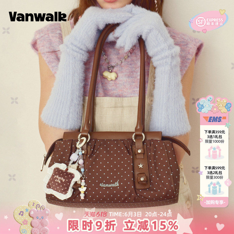 VANWALK糯米团 小众大容量波点腋下单肩托特包女通勤休闲手提包包