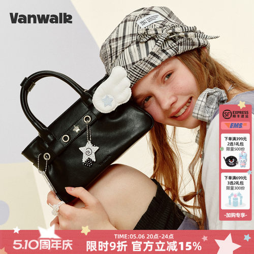 VANWALK/出走女休闲pu手提机车包