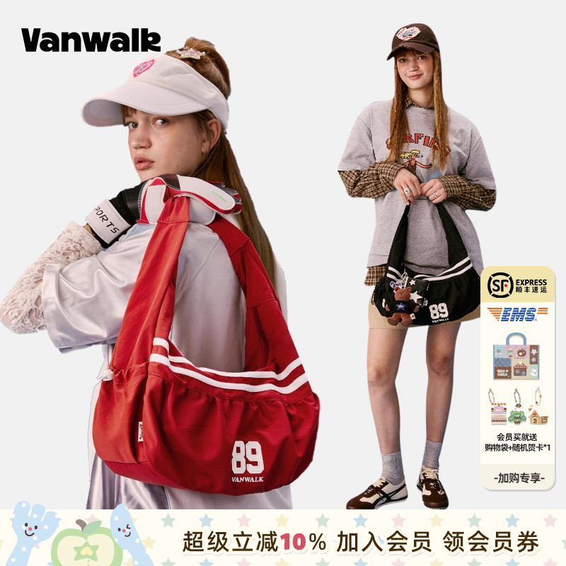vanwalk/出走美式复古单肩饺子包