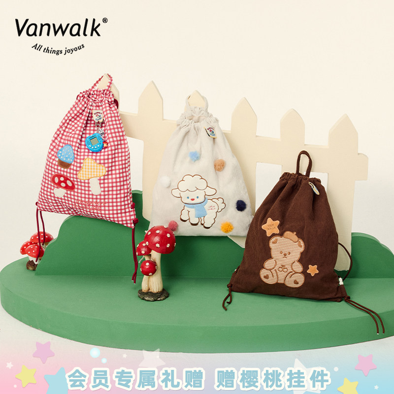 VANWALK农场系列 美式复古休闲通勤双肩包运动调节抽绳束口背包女图片
