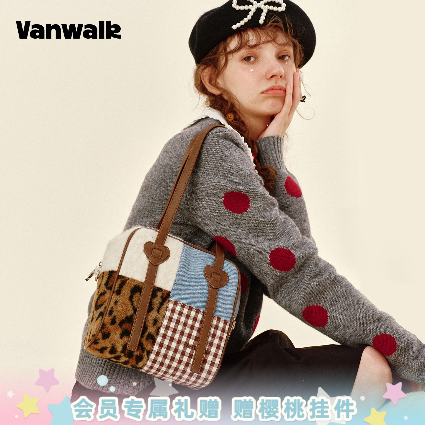 VANWALK/出走小众马卡龙单肩包包图片