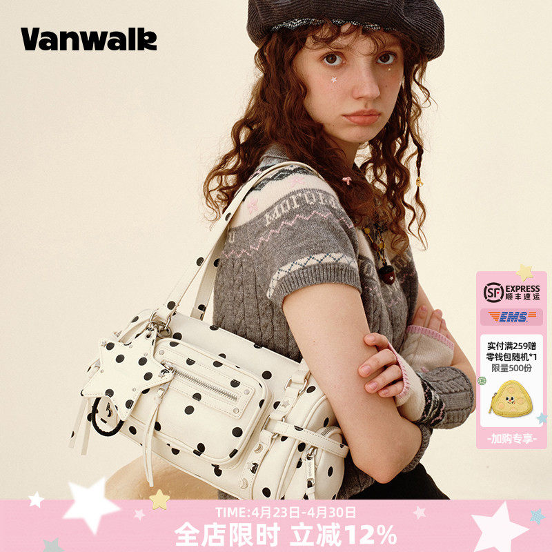 VANWALK松果部落 小众秋冬新款大容量保龄球包包女手提单肩腋下包