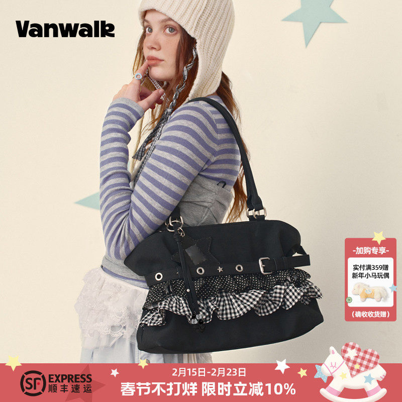 VANWALK lucky pony小众大容量芭蕾风托特包女新款通勤手提单肩包