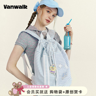 运动旅行束口袋双肩包女通勤休闲帆布包 Power新款 VANWALK Fruit