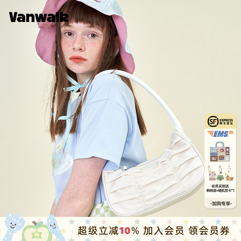 vanwalk海边复古褶皱腋下包
