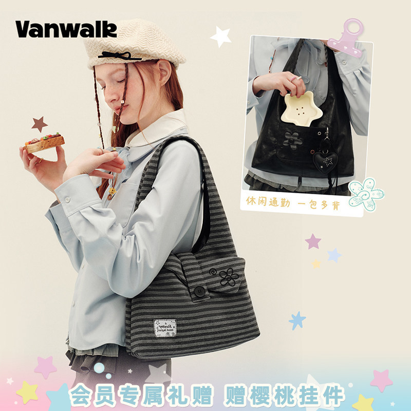 VANWALK/出走美式复古女款托特包图片