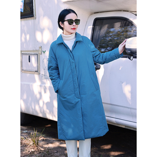大地之歌~湖蓝色/十木米原创冬季新款文艺百搭棉服外套