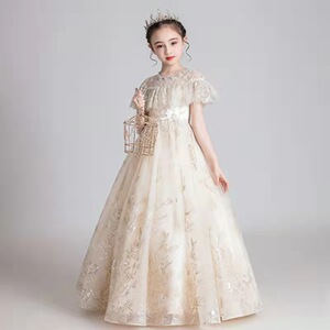 女大童胖女孩加大码礼服公主裙花童婚纱主持人生日宴会钢琴演出服