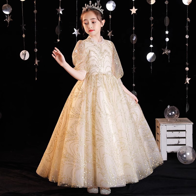 大码礼服100斤香槟色105斤生日110斤女大童主持人120斤钢琴演出服