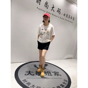 立体剪裁落肩纯棉T恤小衫 女装 加肥加大码 3865女权贵族2026夏新款