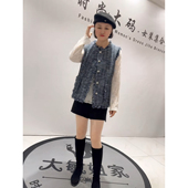 7518针丝缘子汇2026春季 通勤小香风遮肉马夹 女装 新款 加肥加大码