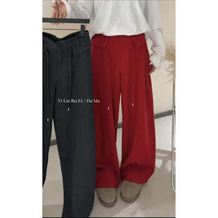 55519伊琳贝儿2026春季新款大码女装显瘦阔腿裤子时尚百搭高腰