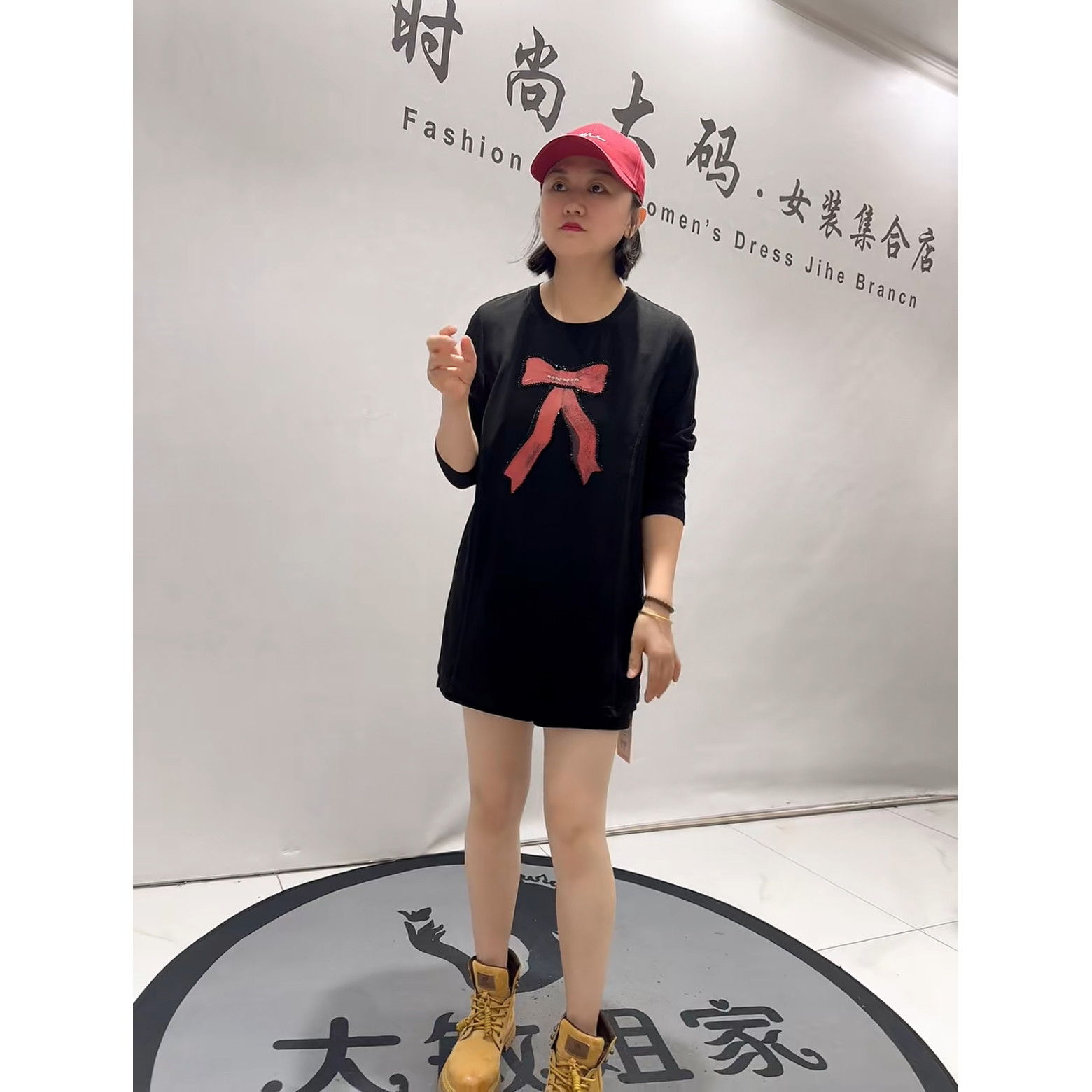 5407芮娜依莲初秋季新款加肥加大码女装通勤立体剪裁长衫卫衣小衫