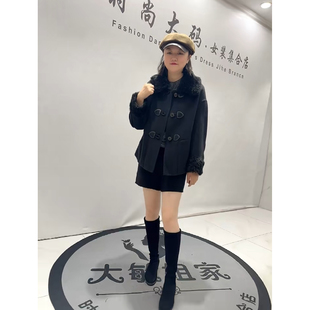 芮娜依莲9127秋季新款加肥加大码女装胖妹妹显瘦减龄毛呢加厚外套