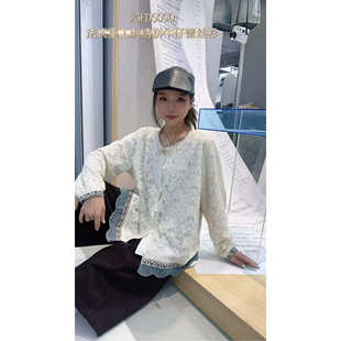 大码 百搭牛仔蕾丝衫 女装 打底衫 显瘦上衣时尚 5090妃儿红2026春新款