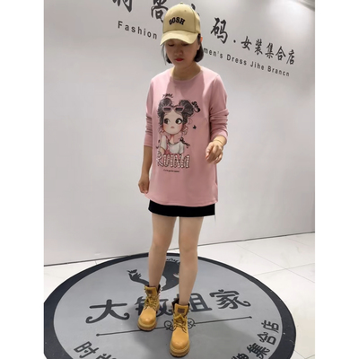 5062芮娜依莲秋款新品精梳棉潮牌洋气卡通遮肉显瘦A版衫大码女装