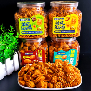 迈吧绝味海螺旋风比萨卷160g罐装酥脆麻辣酱爆肉味网红休闲小零食
