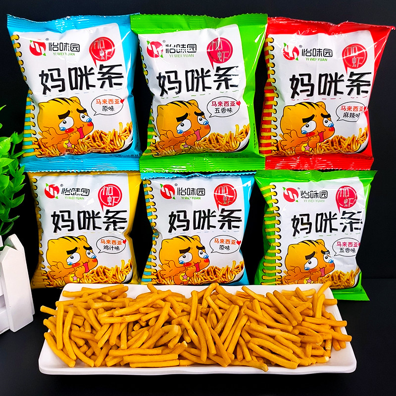 怡味园加虾猫耳朵妈咪条8种口味选择散装酥脆膨化办公室休闲 食品