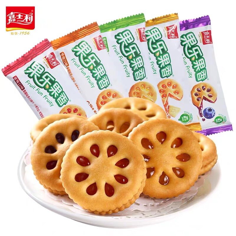 嘉士利果乐果香果酱夹心饼干休闲网红零食品办公室曲奇小圆饼送礼