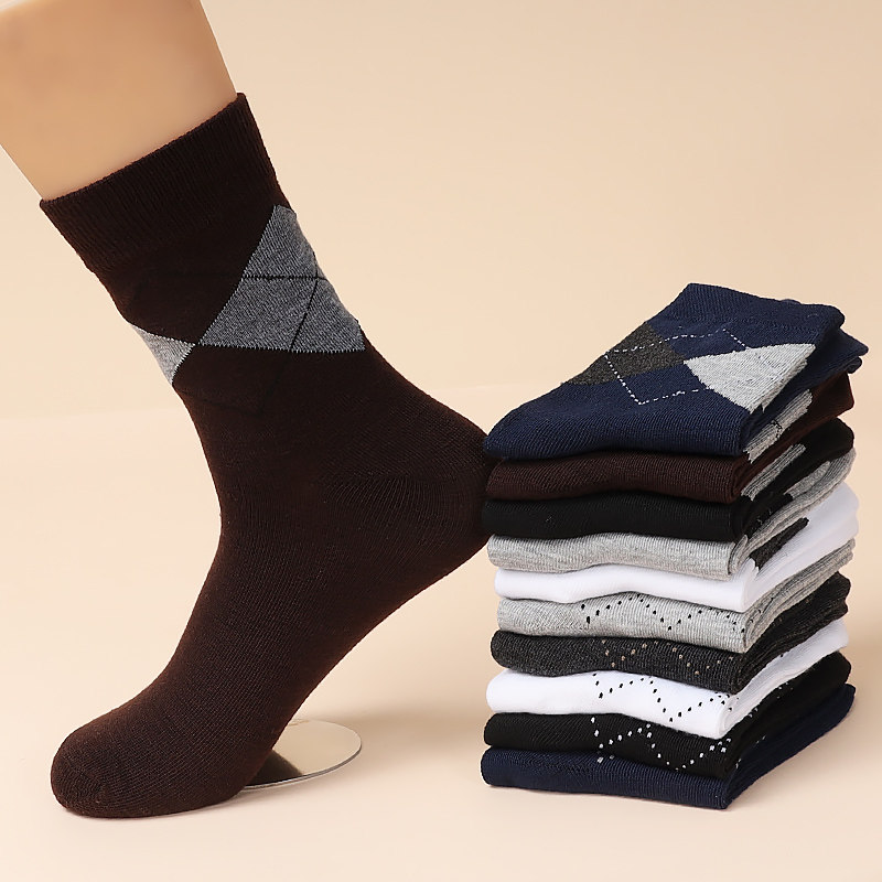 10双袜子男士中筒袜春夏季薄款防臭吸汗透气纯棉黑白色商务长短袜