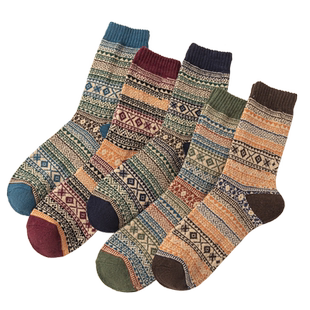 10双袜子男秋冬款男士中筒袜民族风长袜复古美式工装袜阿美咔叽袜