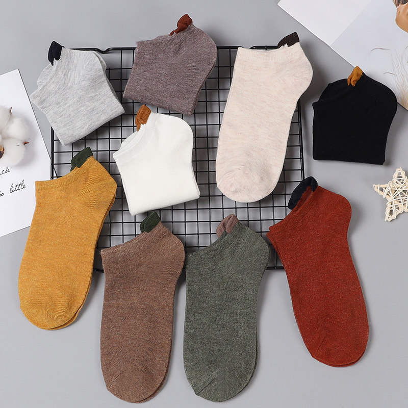 简约男女情侣款夏季提耳船袜