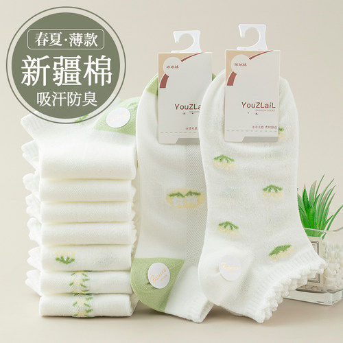 10双简约清新棉袜短袜