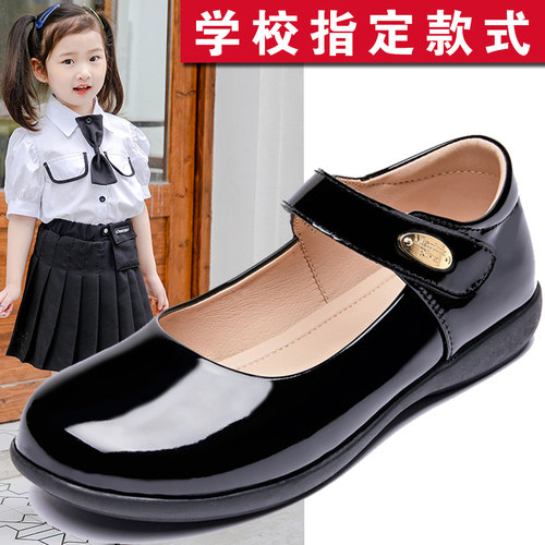 【回Iカ】【舒适】女童皮鞋黑色