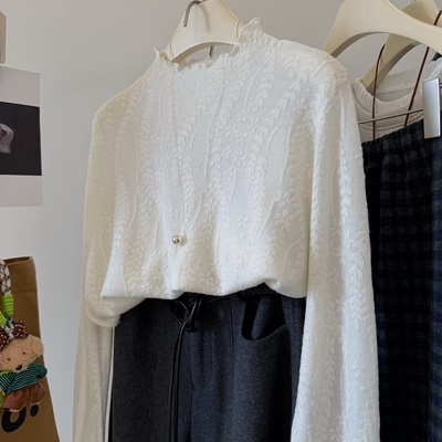 %5.3绵羊毛暗纹立体刺绣蕾丝小衫